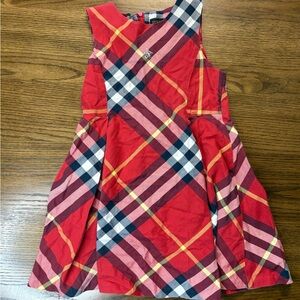 Vibrant Plaid Kids Dress in Red and Pink